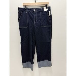 Marc New York Jeans High Rise Wide Leg Cuffed Denim Pants Women's Size 14 NWT